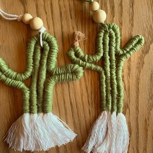 2 macrame cactus car hangers, wall decor or essential oil diffuser